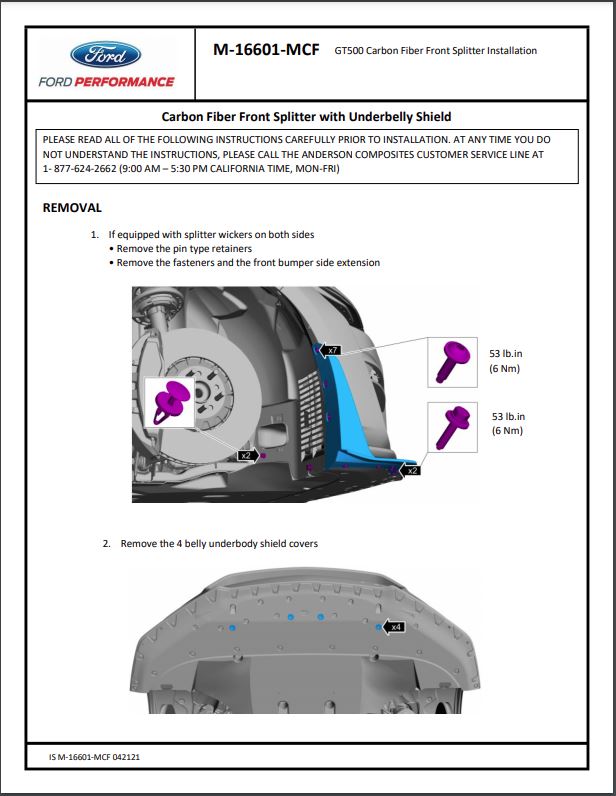 2020-2012 GT500 Carbon Splitter Installation Instructions  
